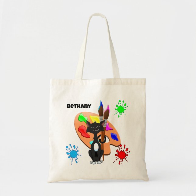 Tuxedo Cat And Paint Palette Tote Bag (Front)