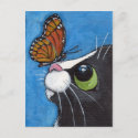 Tuxedo Cat and Viceroy Butterfly Postcard
