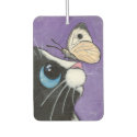 Tuxedo Cat and White Butterfly Illustration Car Air Freshener