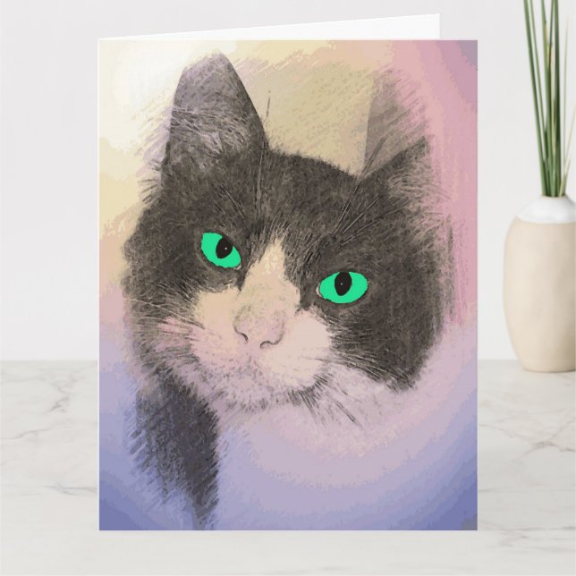 TUXEDO CAT ART BLANK CARD (Front)