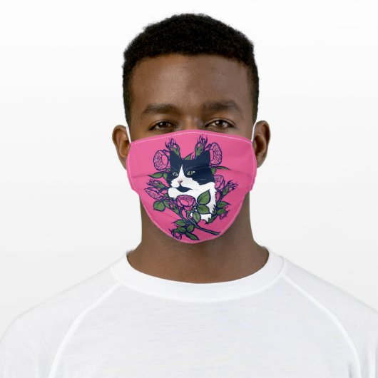 Tuxedo Cat Artwork Adult Cloth Face Mask (Worn)