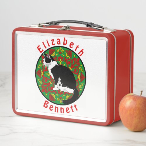 Tuxedo Cat Baroque Metal Lunch Box