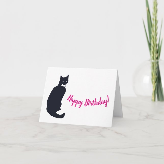 Tuxedo cat birthday card (Front)