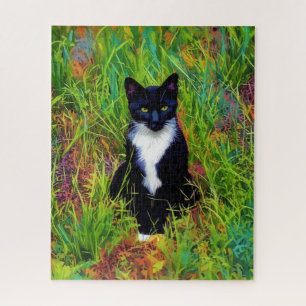 Tuxedo Cat Black and White Cat Pop Art Puzzle