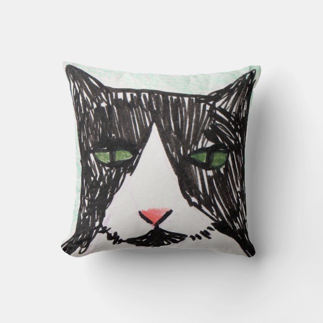 Tuxedo Cat Black and White Cats                    Throw Pillow (Front)