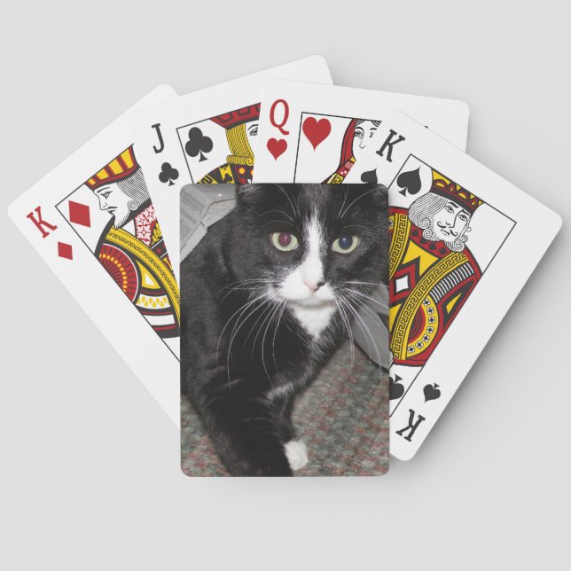 Tuxedo Cat Black and White Poker Cards (Back)