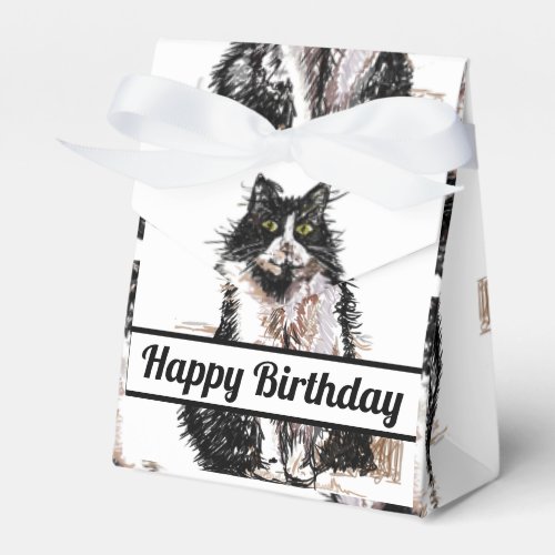 Tuxedo Cat Black Birthday Cats Cake Favor Box