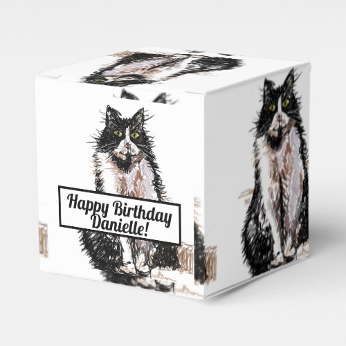 Tuxedo Cat Black Birthday Cats Cake Favour Box