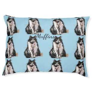 Tuxedo Cat Black Cats Watercolor floral Pet Pet Be Pet Bed