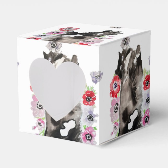 Tuxedo Cat Black White Cats Birthday Favor Boxes (Front Side)