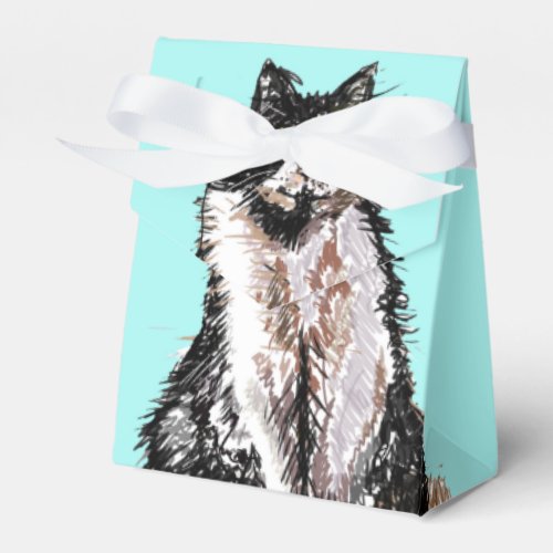 Tuxedo Cat Black White Cats Birthday Turquoise Favor Boxes