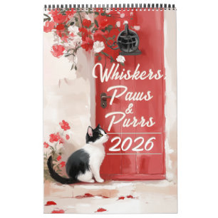Tuxedo Cat Calendar 2026 – Black and White Cat Art