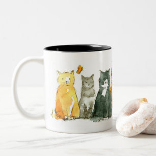 Tuxedo Cat Calico Kitten Watercolor Animals Two-Tone Coffee Mug
