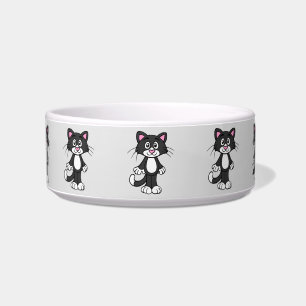 tuxedo cat cat food bowl