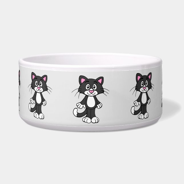 tuxedo cat cat food bowl  (Front)