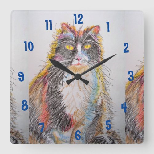 Tuxedo Cat Cats Art Animal Childs Room Clock
