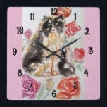 Tuxedo Cat Cats Art Animal Childs Room Clock<br><div class="desc">Tuxedo Cat Cats Art Animal Childs Room Clock. Designed from my original watercolour art.</div>