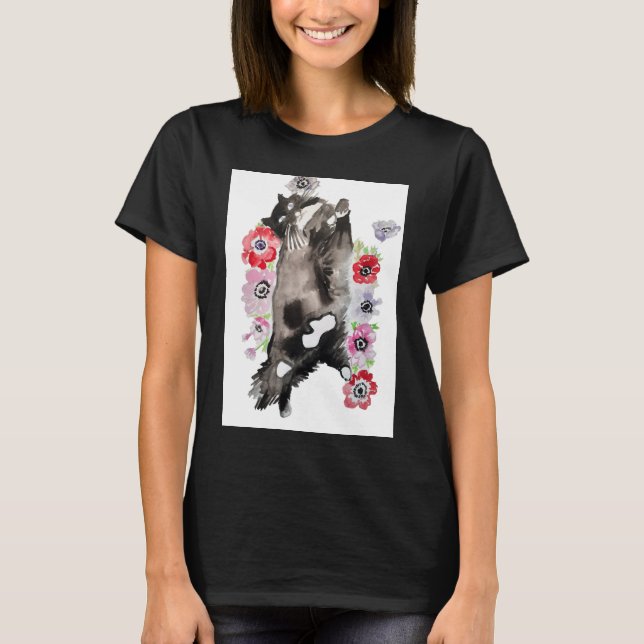 Tuxedo Cat cats cute Black and White pets T-Shirt (Front)