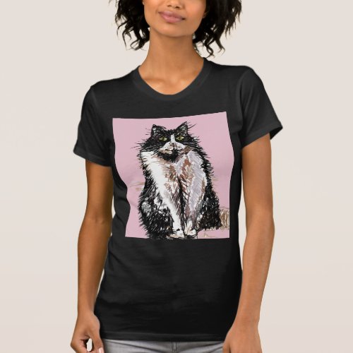 Tuxedo Cat cats cute Black and White pets T_Shirt