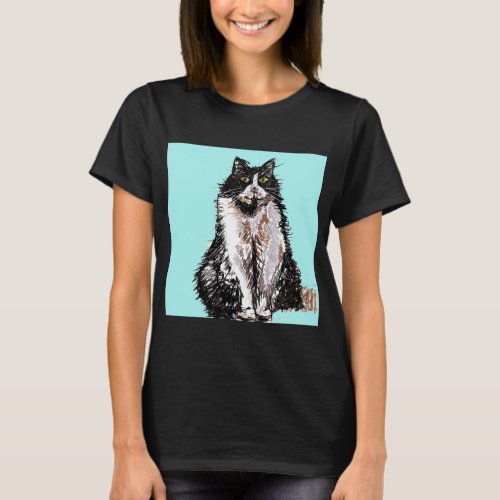 Tuxedo Cat cats cute Black and White pets T_Shirt