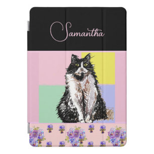 Tuxedo Cat Cats Pastel Pink Girls Customizable iPad Pro Cover