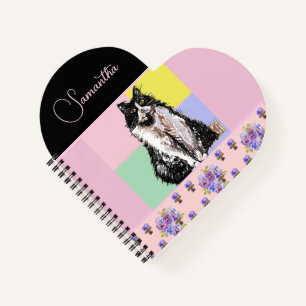 Tuxedo Cat Cats Pastel Pink Girls Customizable Notebook