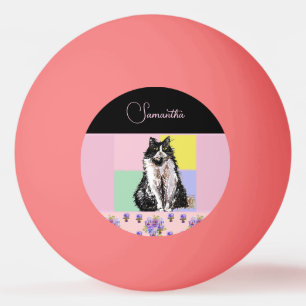 Tuxedo Cat Cats Pastel Pink Girls Customizable Ping Pong Ball