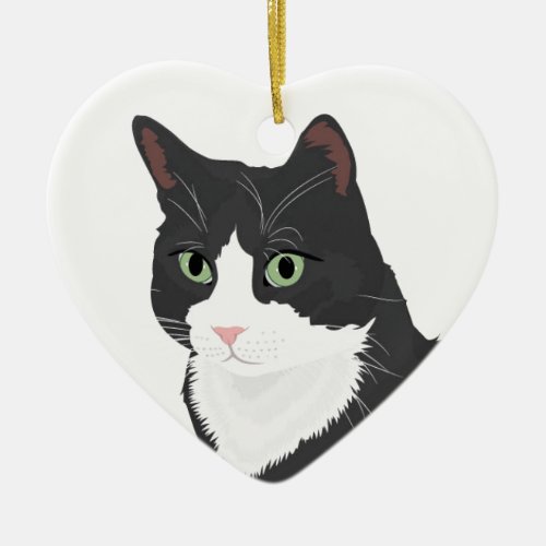 Tuxedo Cat Ceramic Ornament