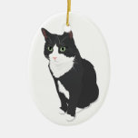 Tuxedo Cat Ceramic Ornament at Zazzle
