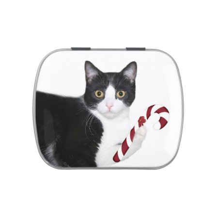 Tuxedo Cat Christmas Jelly Belly Candy Tin