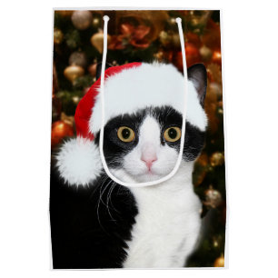 Tuxedo cat Christmas Medium Gift Bag