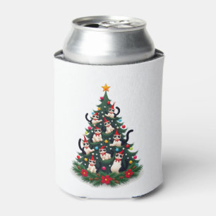 Tuxedo Cat Christmas Tree Tuxedo Cat Lights Xmas M Can Cooler