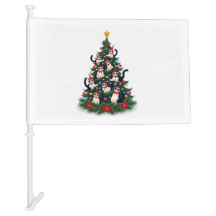 Tuxedo Cat Christmas Tree Tuxedo Cat Lights Xmas M Car Flag