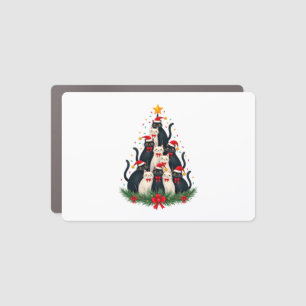 Tuxedo Cat Christmas Tree Tuxedo Cat Lights Xmas M Car Magnet