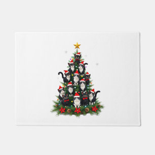 Tuxedo Cat Christmas Tree Tuxedo Cat Lights Xmas M Doormat