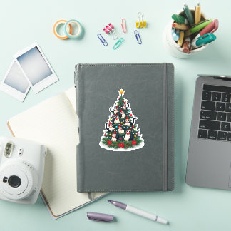 Tuxedo Cat Christmas Tree Tuxedo Cat Lights Xmas M Sticker