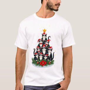 Tuxedo Cat Christmas Tree Tuxedo Cat Lights Xmas M T-Shirt