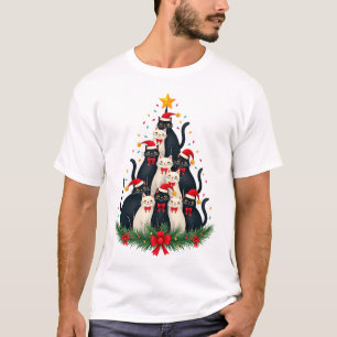 Tuxedo Cat Christmas Tree Tuxedo Cat Lights Xmas M T-Shirt