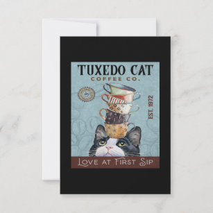 Tuxedo Cat Coffee Co. Love At First Sip Funny Cat Thank You Card