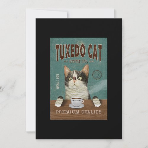 Tuxedo Cat Coffee Lover Cute Tuxedo Cat Love Thank You Card
