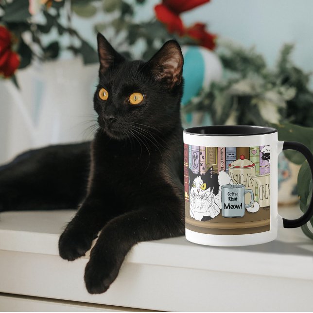 Tuxedo Cat Coffee Lover Funny Kitchen Mug (Creator Uploaded)