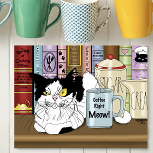 Tuxedo Cat Coffee Lover Funny Kitchen Poster