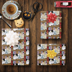 Tuxedo Cat Coffee Lover Funny Kitchen Wrapping Paper Sheets