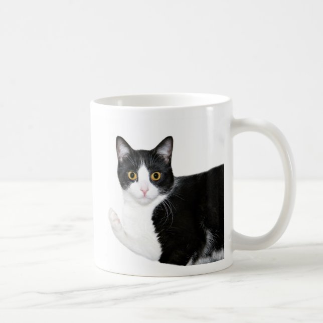 Tuxedo cat coffee mug (Right)