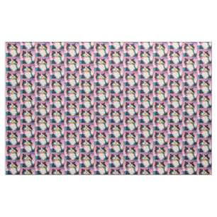 Tuxedo Cat Colorful Fabric