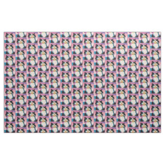 Tuxedo Cat Colorful Fabric