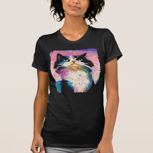 Tuxedo Cat Colorful T_Shirt