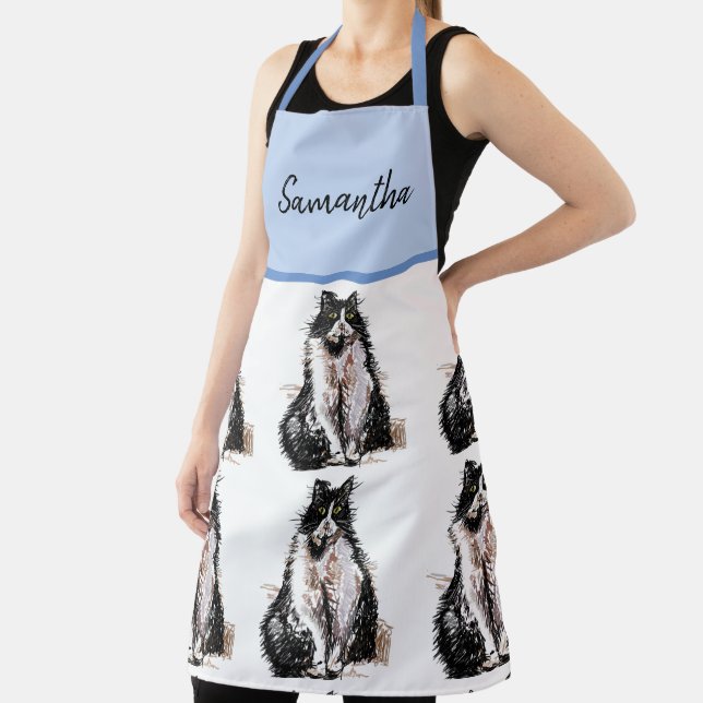 Tuxedo Cat Cute Cats Black White Animal Pet Apron (Insitu)
