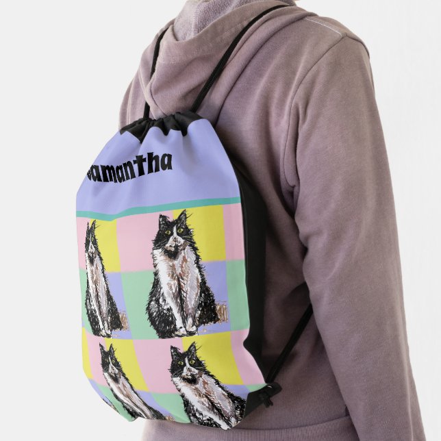 Tuxedo Cat Cute Cats Kids Girls Pastel Backpack (Insitu)