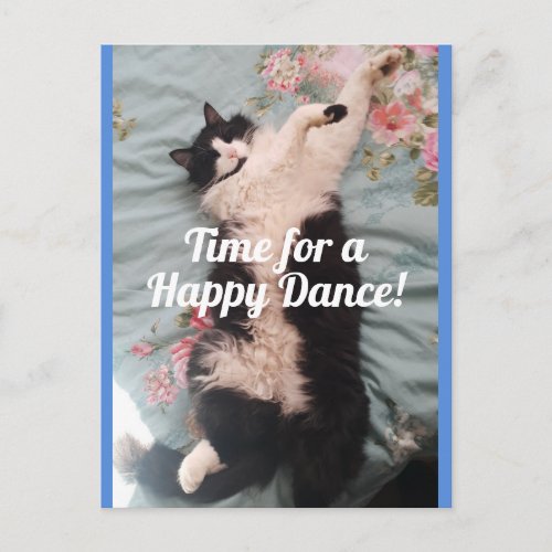 Tuxedo Cat Cute Doing a Happy Dance Postcard